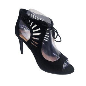 Dolce Vita Black Faux Suede Cut Out Cage Lace Up Open Toe Pump Women's Size‎ 6.5